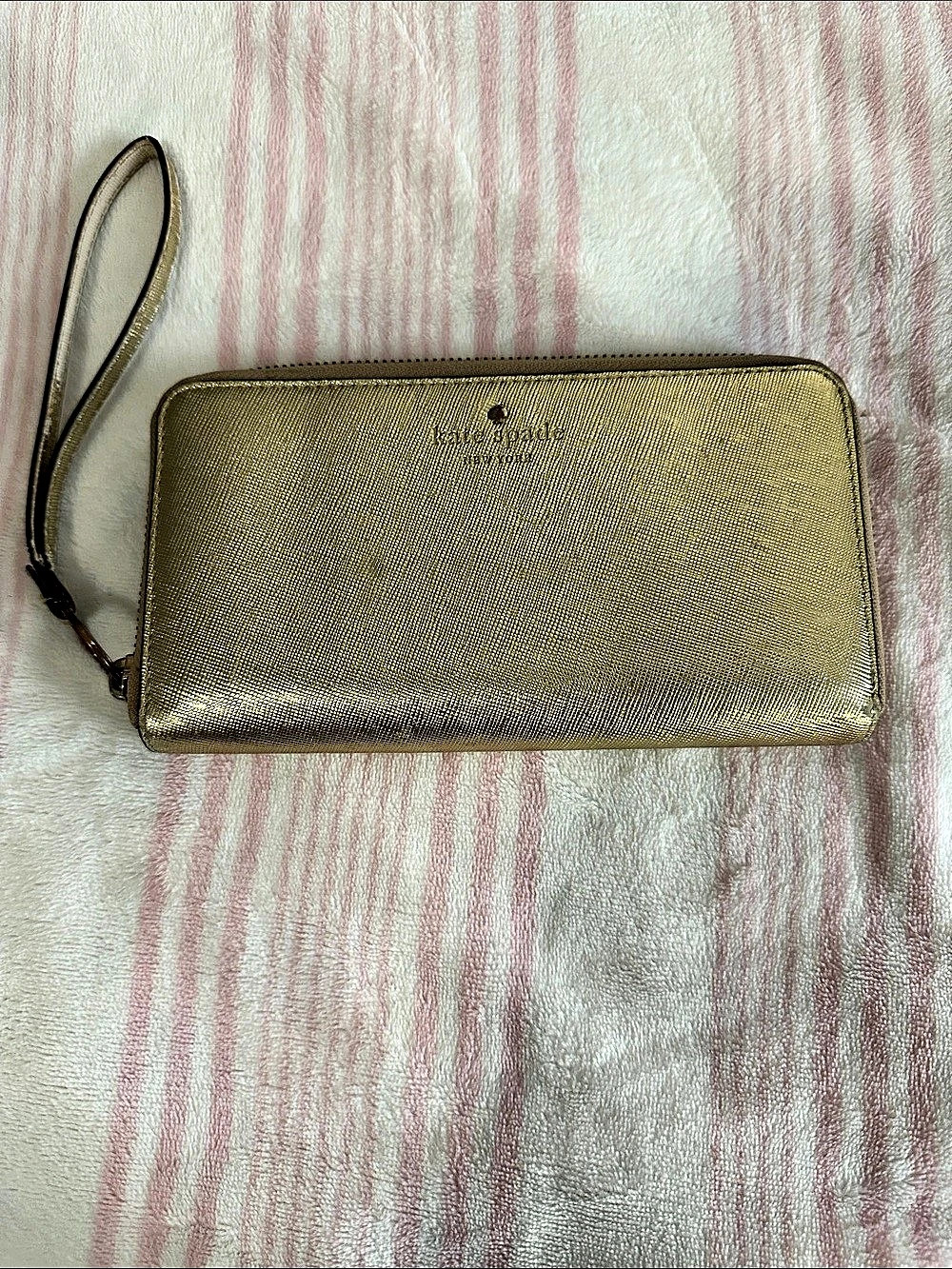 kate spade new york Gold Zip-Around Wristlet Wallet